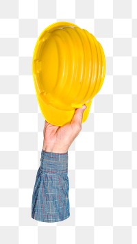 Safety hat png in hand on transparent background