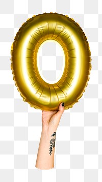 Png number zero balloon in hand on transparent background