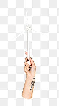 Wind power png in hand, transparent background