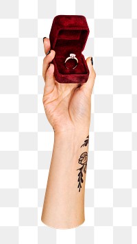 Ring png in hand on transparent background