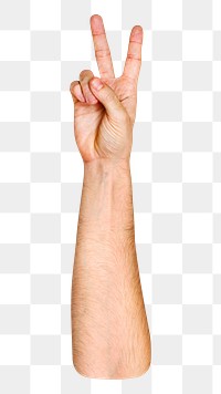 V sign png hand gesture on transparent background