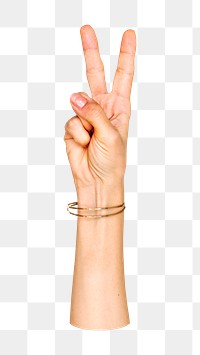 V sign png hand gesture, victory peace sign language on transparent background