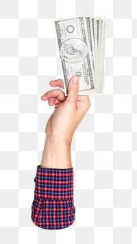 Dollar bill png in hand, transparent background