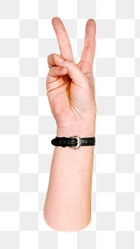 V sign png hand gesture, victory sign language on transparent background