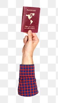 Passport png in hand on transparent background