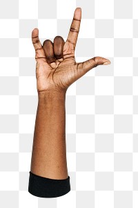 PNG Love you black hand gesture, collage element, transparent background