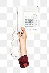 Telephone png in hand, transparent background