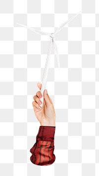 Wind power png in hand, transparent background