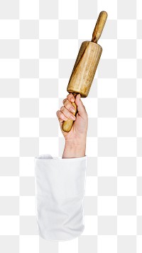 Png wood rolling pin, transparent background