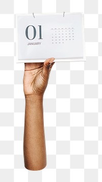 Calendar png in black hand, transparent background