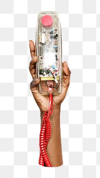 Telephone png in hand on transparent background