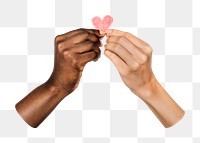 Png two hands holding heart, transparent background