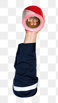 Png hand holding tape,  transparent background