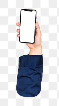 Smartphone png in hand, transparent background