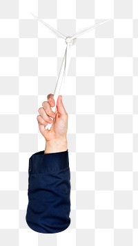 Wind power png in hand, transparent background