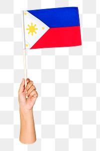 Philippines' flag png in hand, national symbol on transparent background