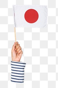 Japan's flag png in hand, national symbol on transparent background