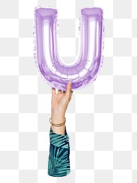 U png English alphabet, balloon uppercase letter on transparent background