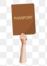 Hand holding passport png, transparent background