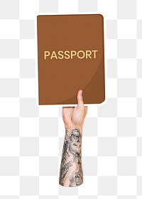 Hand holding passport png, transparent background