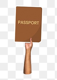 Hand holding passport png, transparent background