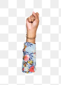 Raised fist png hand sign, transparent background