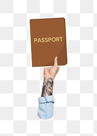 Hand holding passport png, transparent background