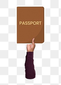 Hand holding passport png, transparent background