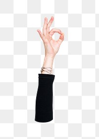 Okay png hand sign, transparent background