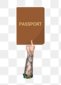 Hand holding passport png, transparent background