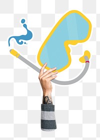 Hand holding png snorkel mask, transparent background