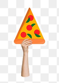 Hand holding png pizza, fast food, transparent background