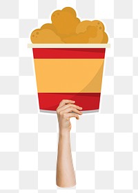 Hand holding png fried chicken, fast food, transparent background