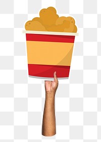 Hand holding png fried chicken, fast food, transparent background