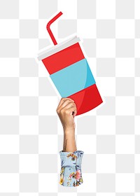 Hand holding png soda cup, transparent background