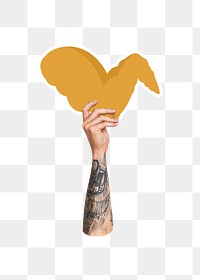 Hand holding png fried chicken, fast food, transparent background