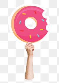 Hand holding donut png, transparent background