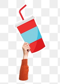 Hand holding png soda cup, transparent background