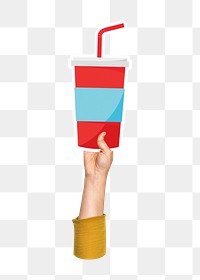 Hand holding png soda cup, transparent background