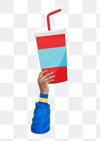 Hand holding png soda cup, transparent background