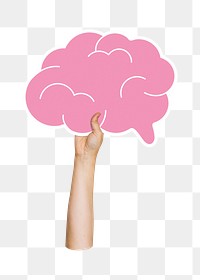 Hand holding png brain, transparent background