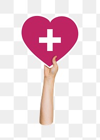 Hand holding png health heart, transparent background