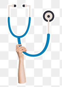 Hand holding png stethoscope, transparent background