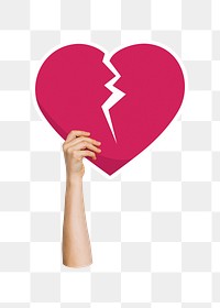 Hand holding png broken heart, transparent background