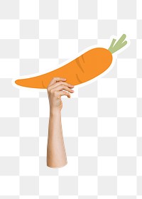 Hand holding png carrot, transparent background