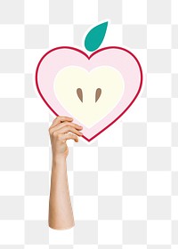 Hand holding png apple, transparent background