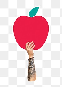 Hand holding png apple, transparent background