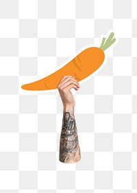 Hand holding png carrot, transparent background