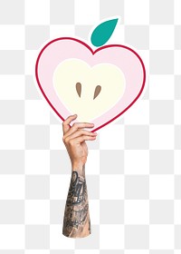 Hand holding png apple, transparent background