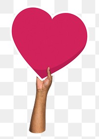 Hand holding png heart, transparent background
